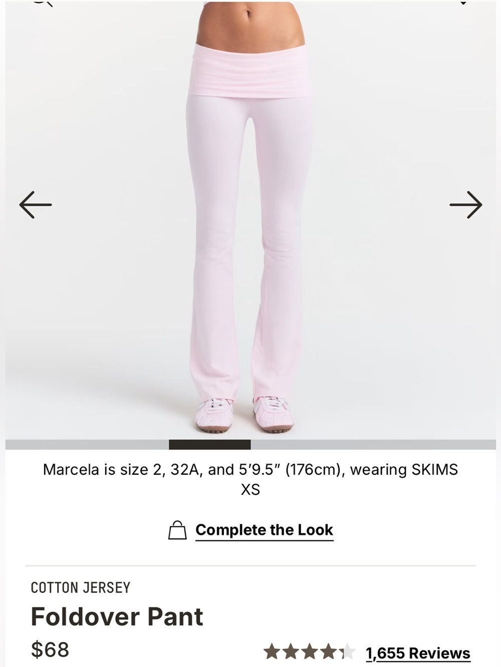 SKIMS Cotton Jersey Foldover Pant Cherry Blossom Pink Small NWT!!